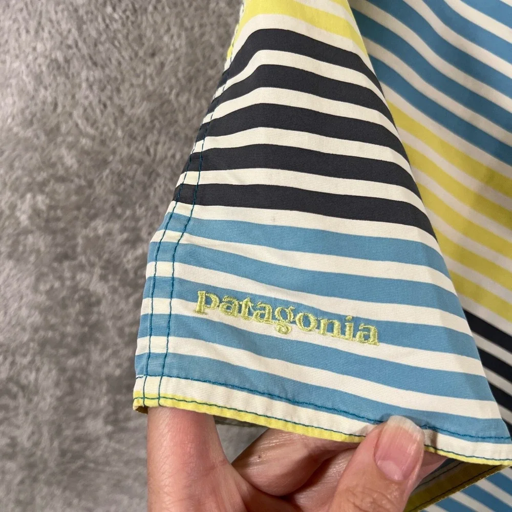 Patagonia‎ Boardshorts Mens Size 28 Yellow Blue Striped 11